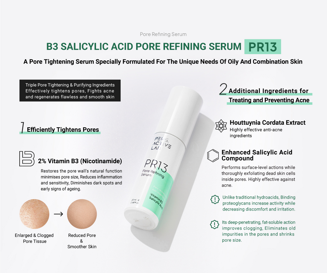 B3 Salicylic Acid Pore Refining Serum PR13 - A Pore Tightening Serum Specially Formulated for the Unique Needs of Oily & Combination Skin