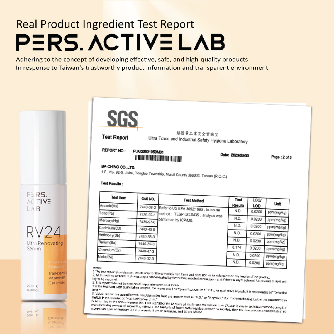 Real Product Ingredient Test Report - Effective and Safe High Quality Products