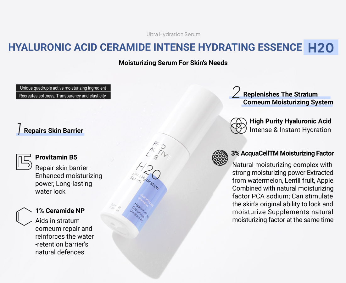 Hyaluronic Acid Ceramide Intense Hyderating Essence H20 - Moisturizing Serum for Skin Needs